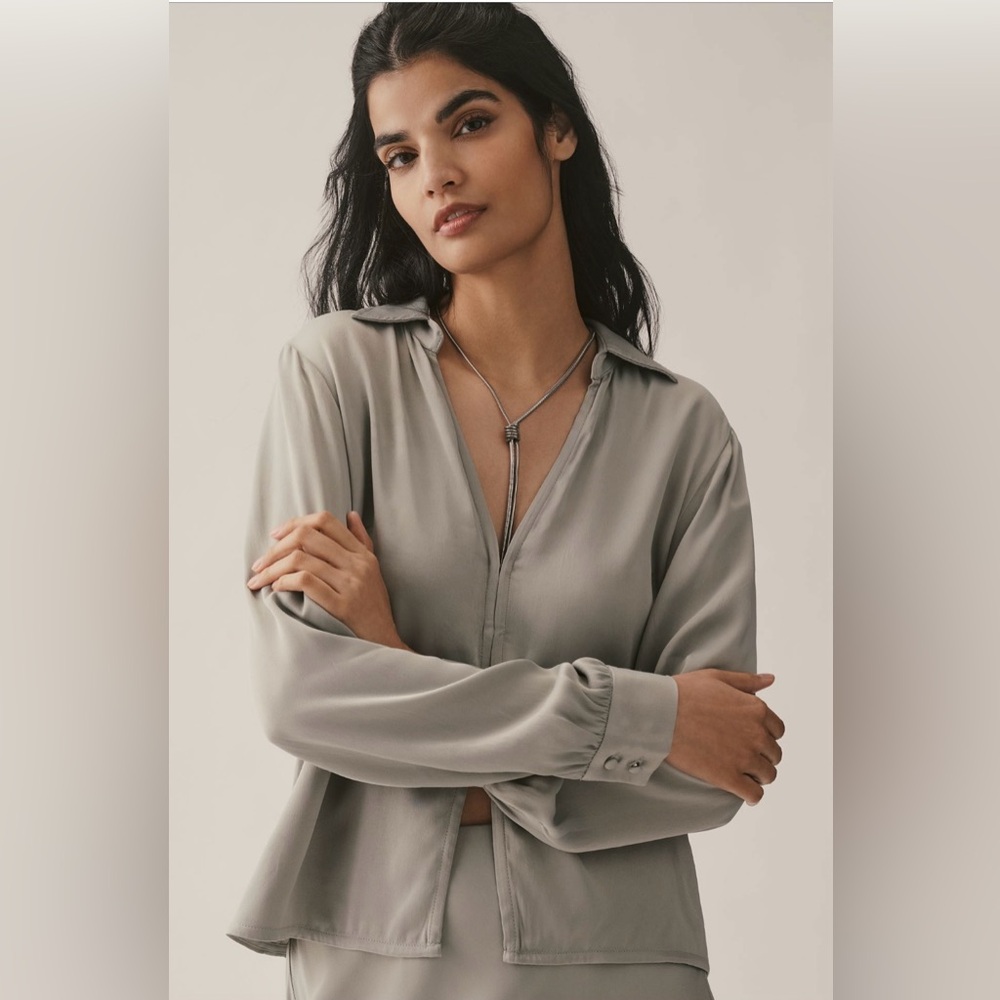 NWT By Anthropologie Long-Sleeve Silky Top